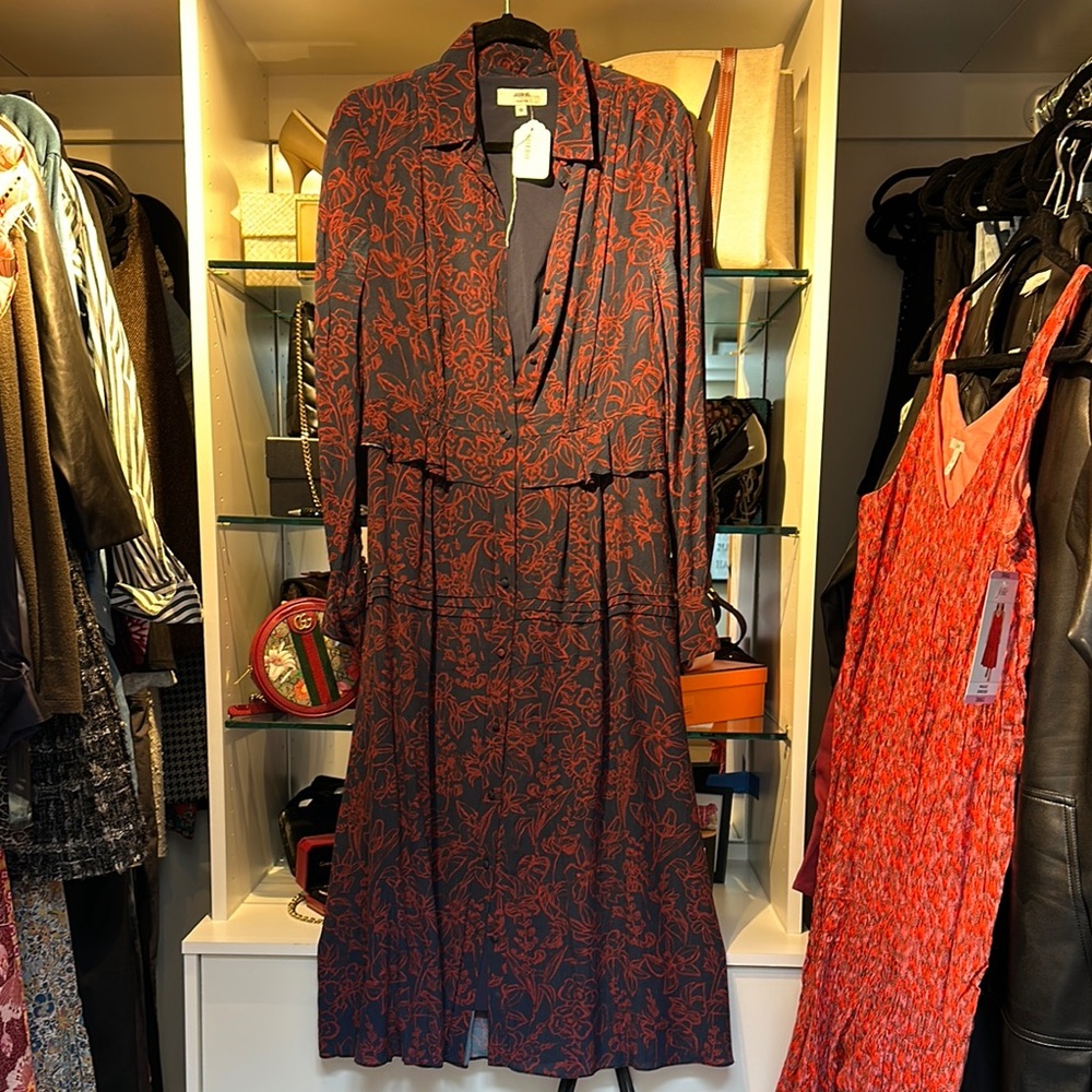 JASON WU Floral Patterned Dress in Red and Black